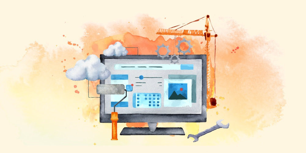 computer screen with construction equipment around it