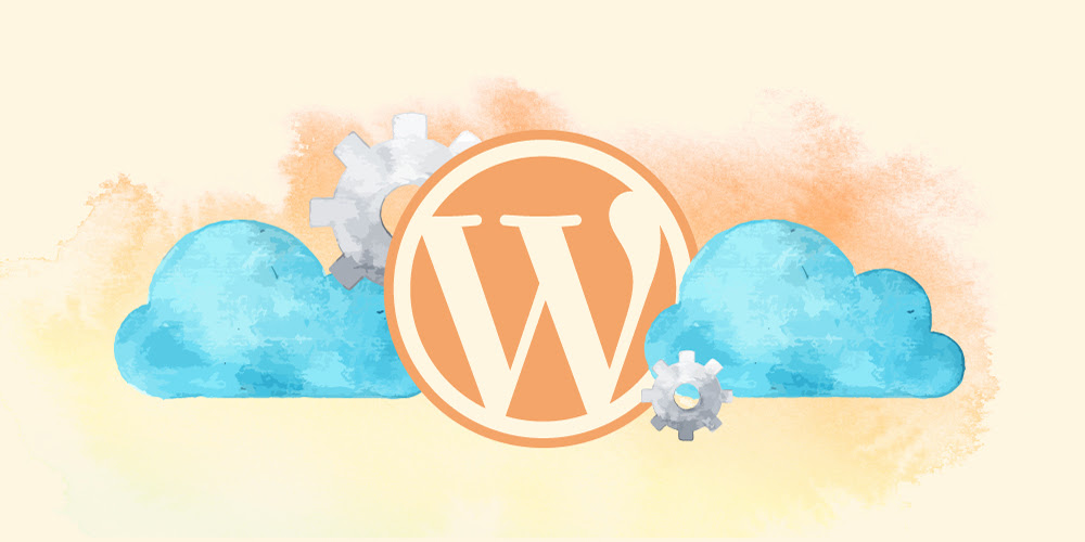 wordpress logo floating in clouds