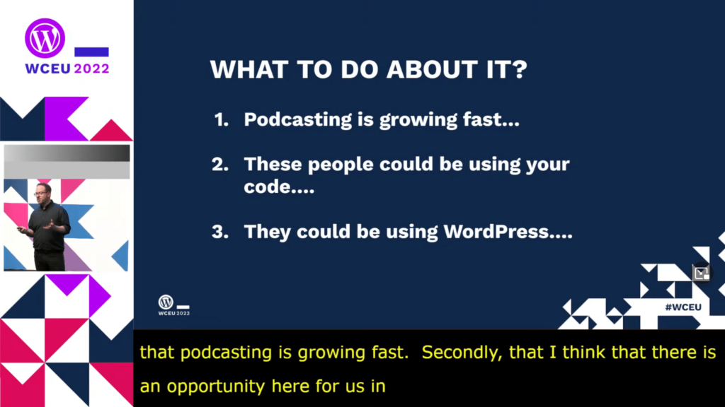 Podcasting is growing fast, These people could be using your code, They could be using WordPress